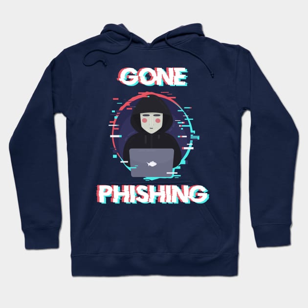 Gone Phishing Hacking Hacker Glitch Aberration Hoodie by Mellowdellow